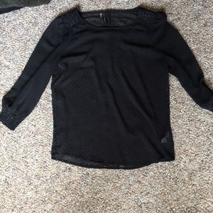 3/4 Sleeve sheer black blouse